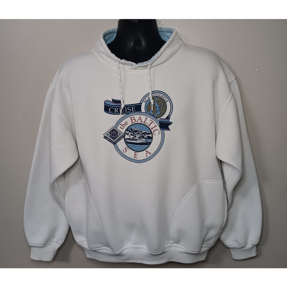 Vintage 80s Cruise Baltic Sea Adult Medium Sweatshirt White Gear For Sports
